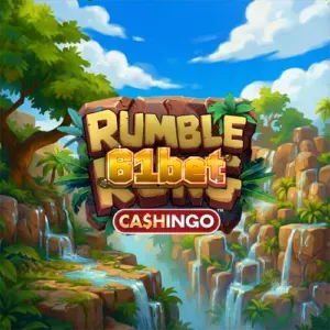 Interface do slot Rumble Kong Cashingo com grade 5x5 e elementos temáticos da selva.
